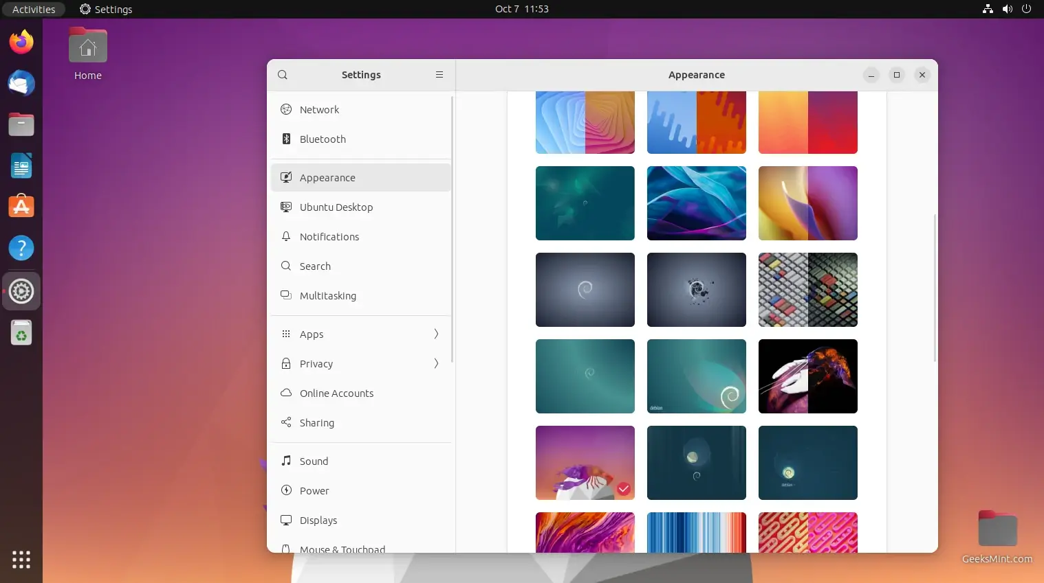 Change Ubuntu Background from Settings