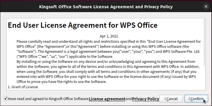 Confirm EULA Agreement