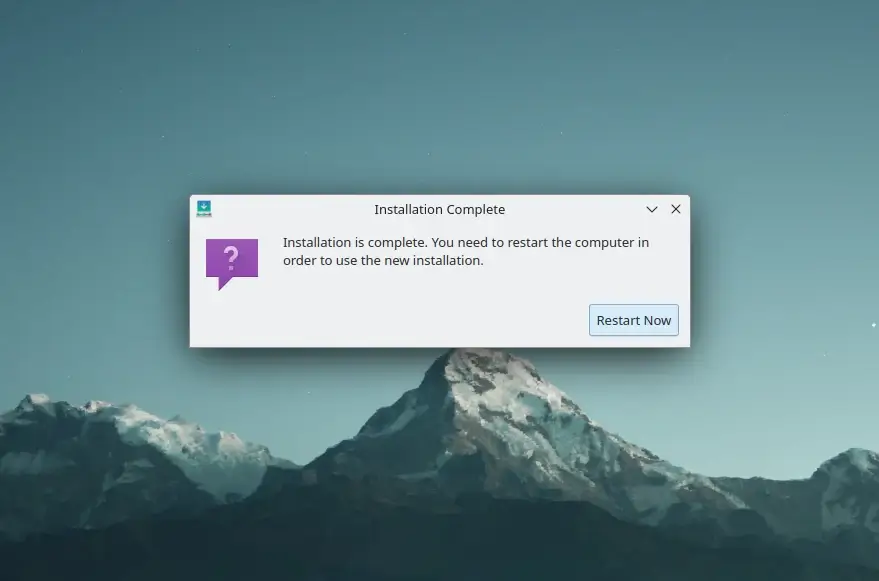 Kubuntu Installation Finishes