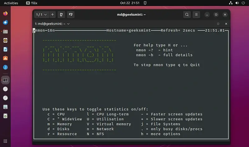 Nmon - Linux Monitoring Application