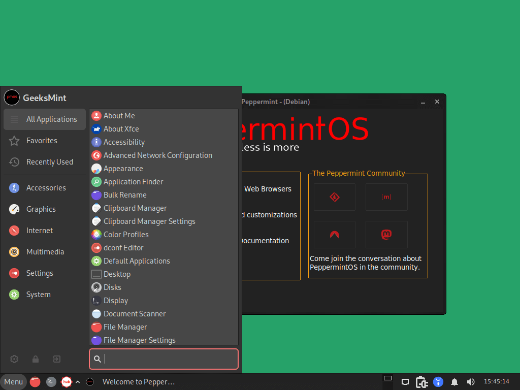 Peppermint OS Deskop