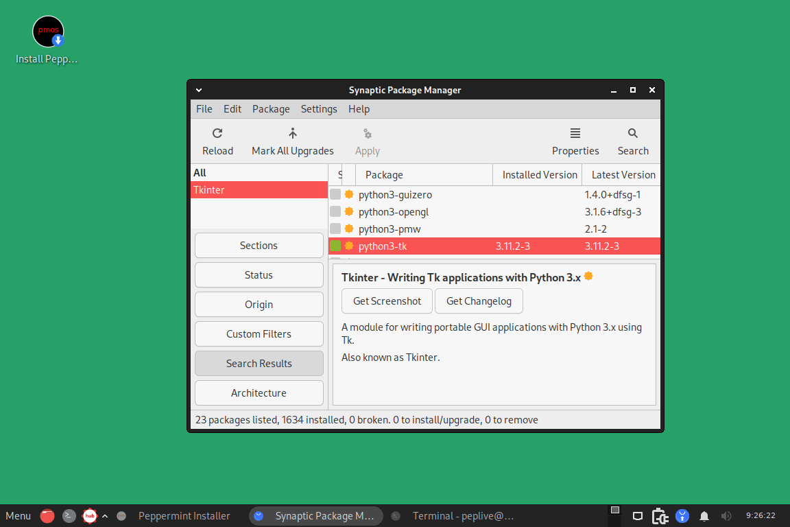 Peppermint OS Synaptic Package Manager