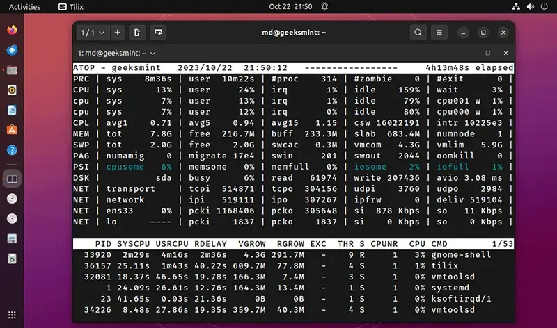 atop - Linux Performance Monitor