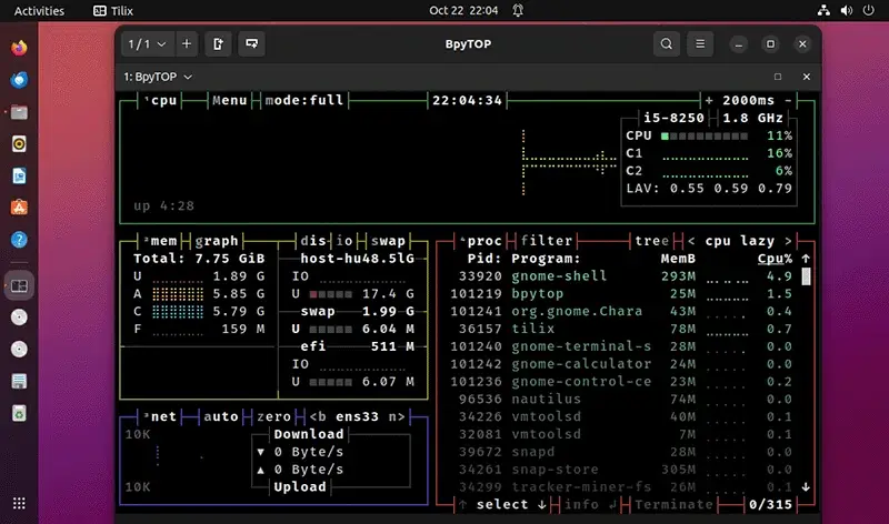 bpytop - Linux Resource Monitor