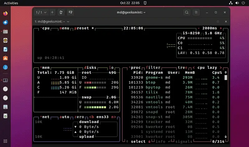 btop - Linux Resources Monitor