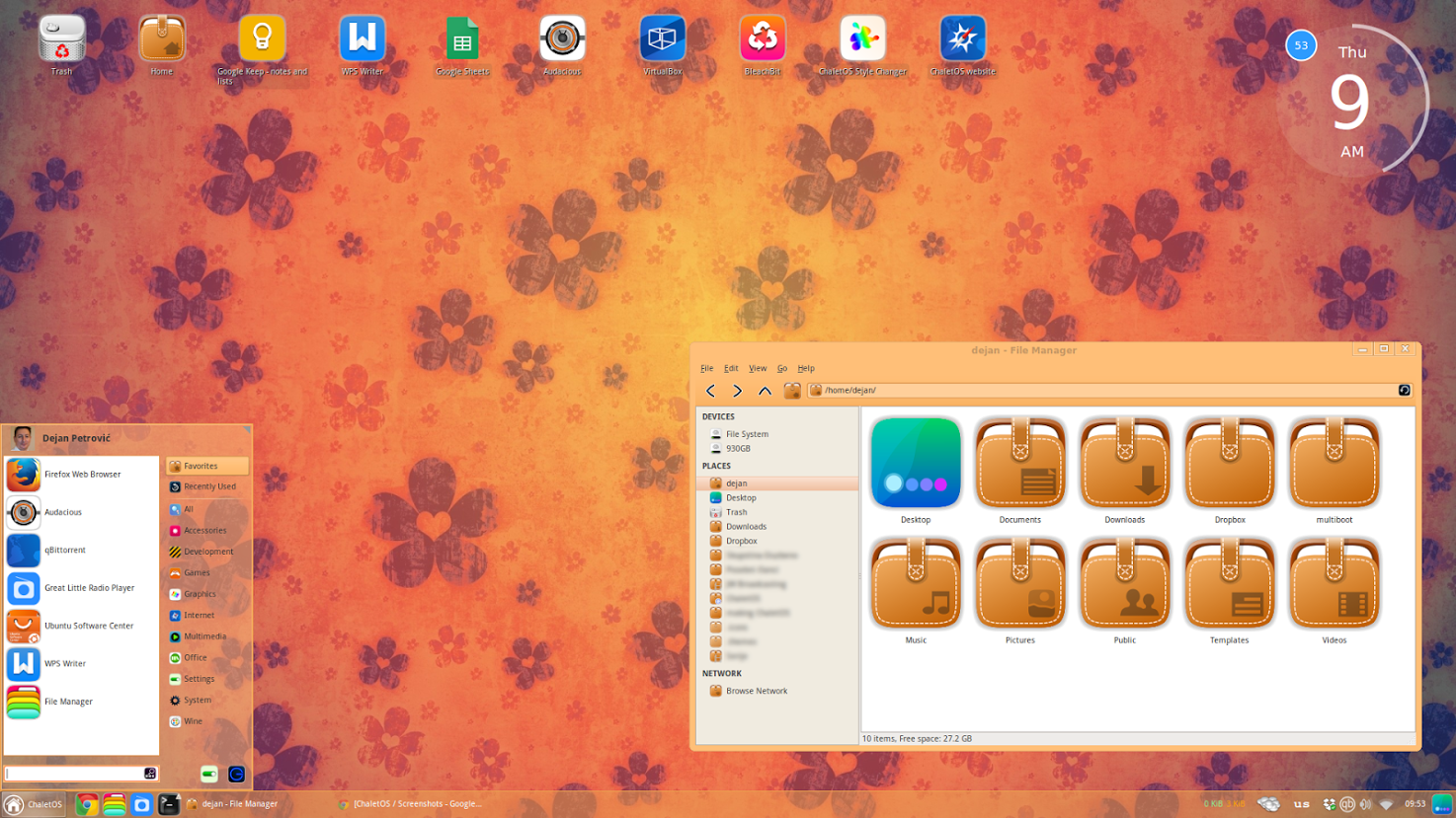 ChaletOS Orange desktop