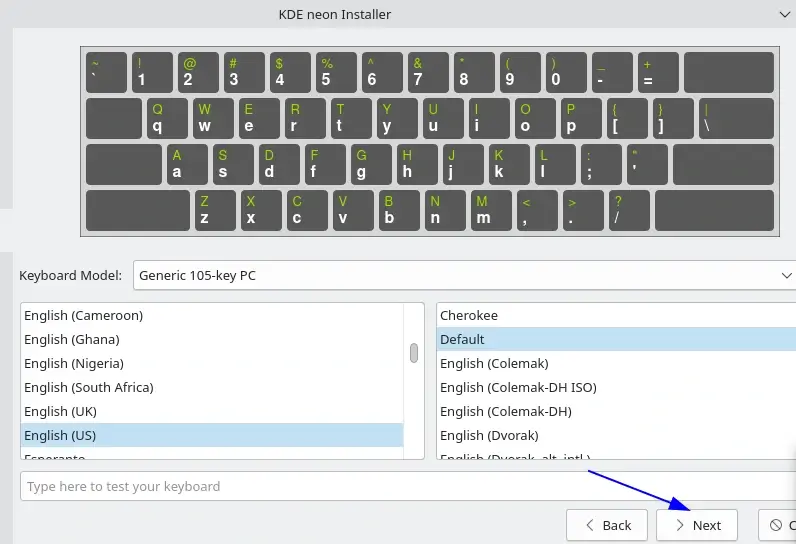 Choose KDE Keyboard