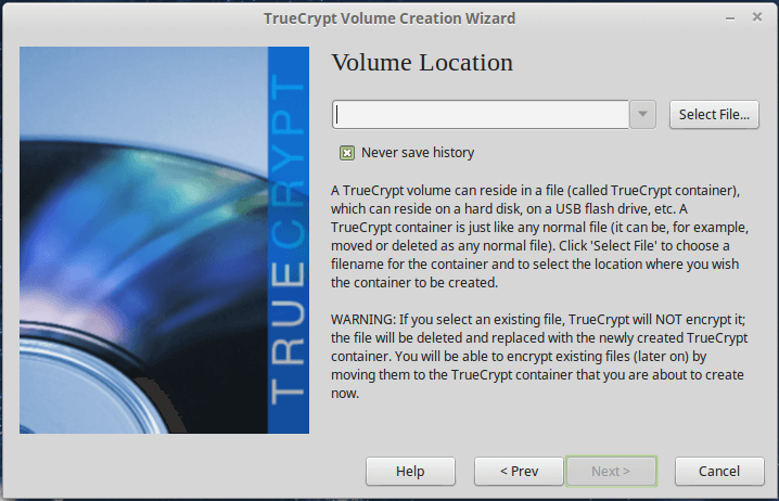 Enter TrueCrypt Volume Location