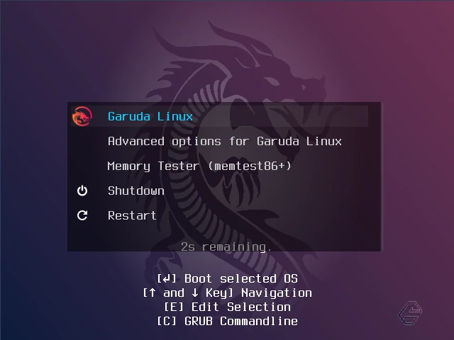 Garuda Linux Booting