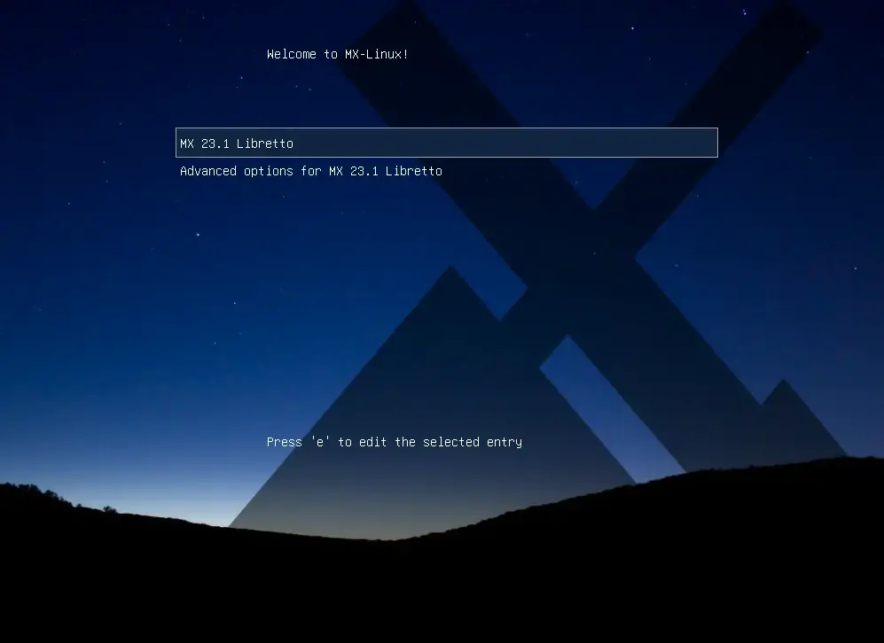 MX Linux Grub Menu