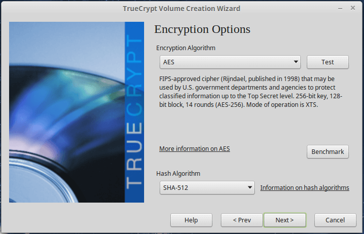 Select TrueCrypt Algorithm Hash