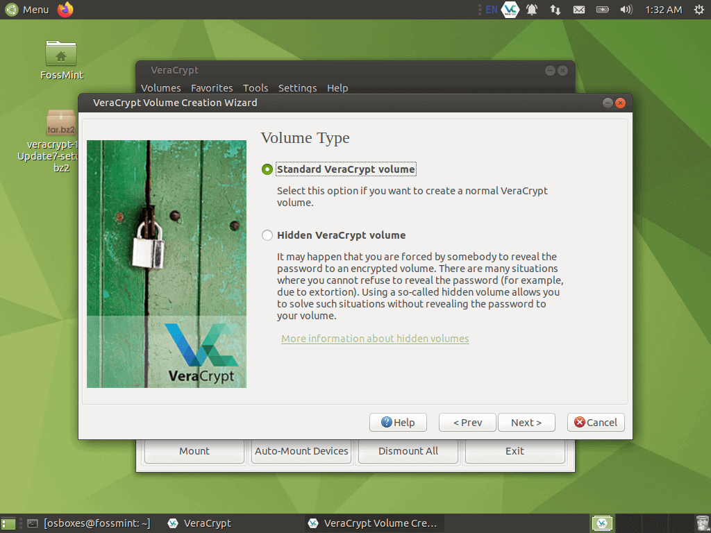 Select VeraCrypt Volume Type