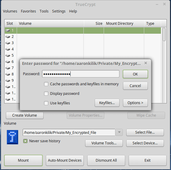 Select Volume Number to Mount