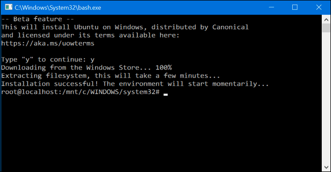 Download and Install Bash On Ubuntu On Windows