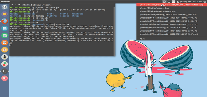 Recent Files Indicator App for Ubuntu