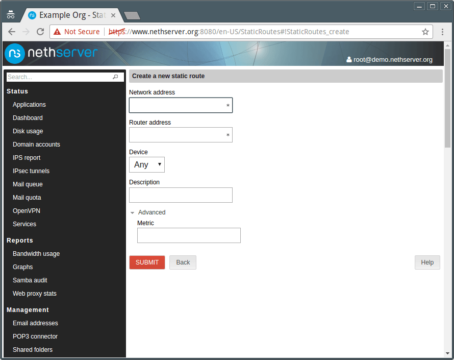 NethServer Static Route