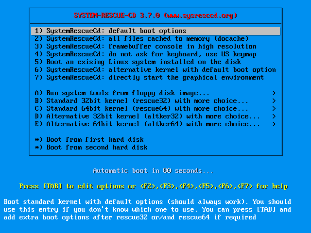System Rescue Recovery CD for Linux