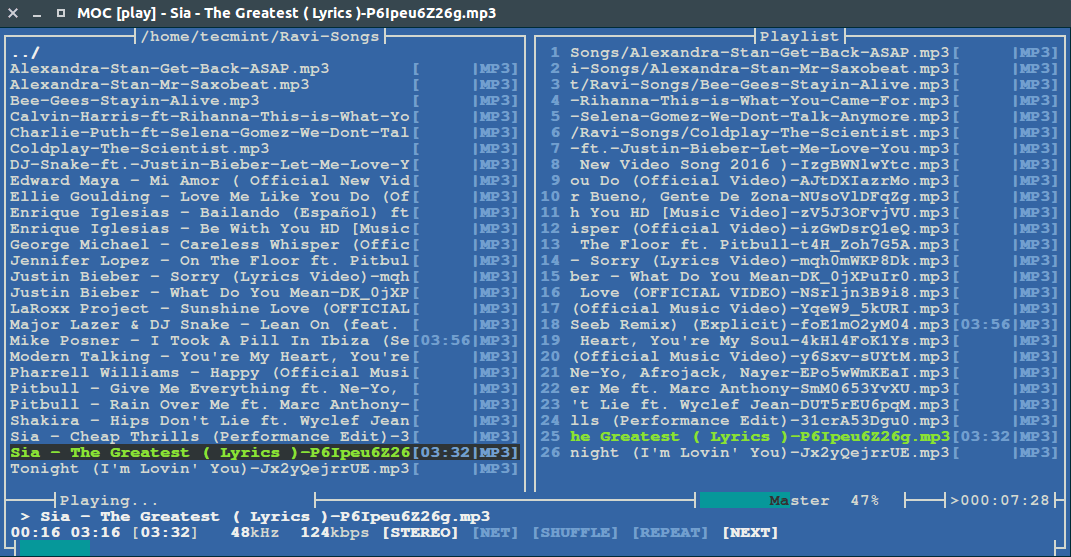 Moc - Linux Terminal Music Player