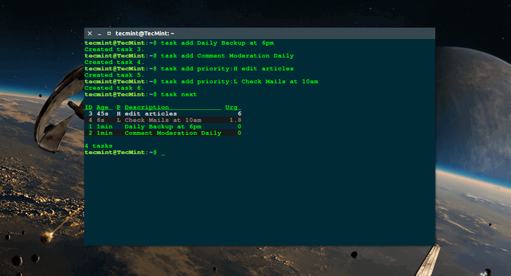 Taskwarrior - TODO List for Linux Terminal