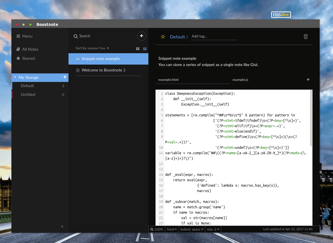 Boostnote Dark Theme