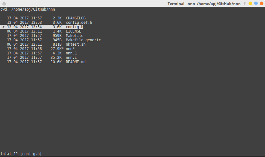 nnn - File Browser Showing Disk Usage 