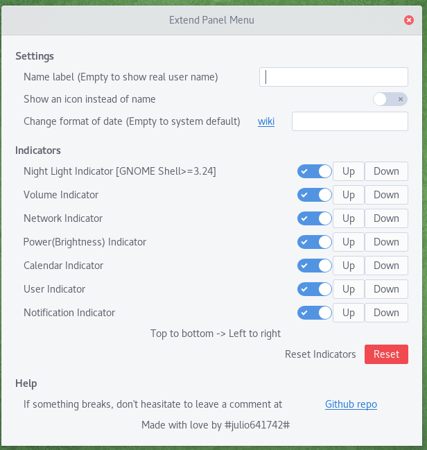 Gnome Extend Panel Menu