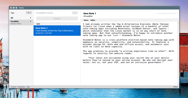 Standard Notes App for Linux