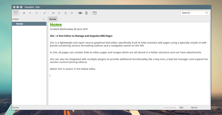 Zim - Wiki Page Editor for Linux