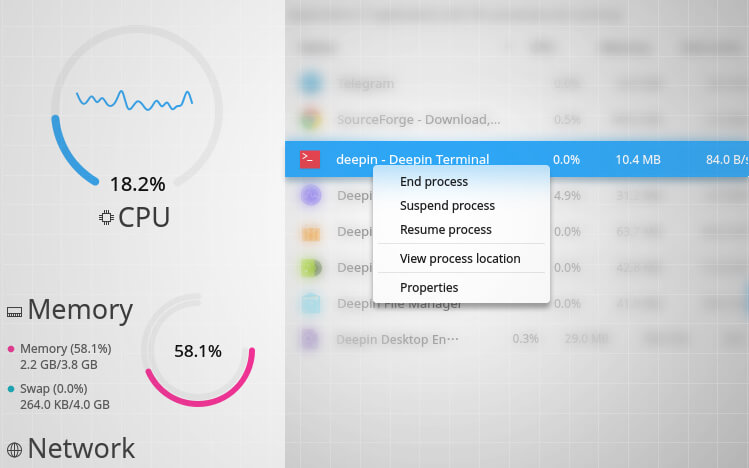 Deepin System Monitor Kill Process