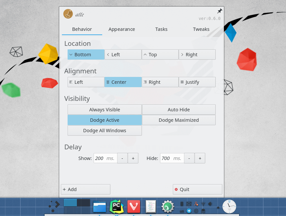 Latte Dock Settings