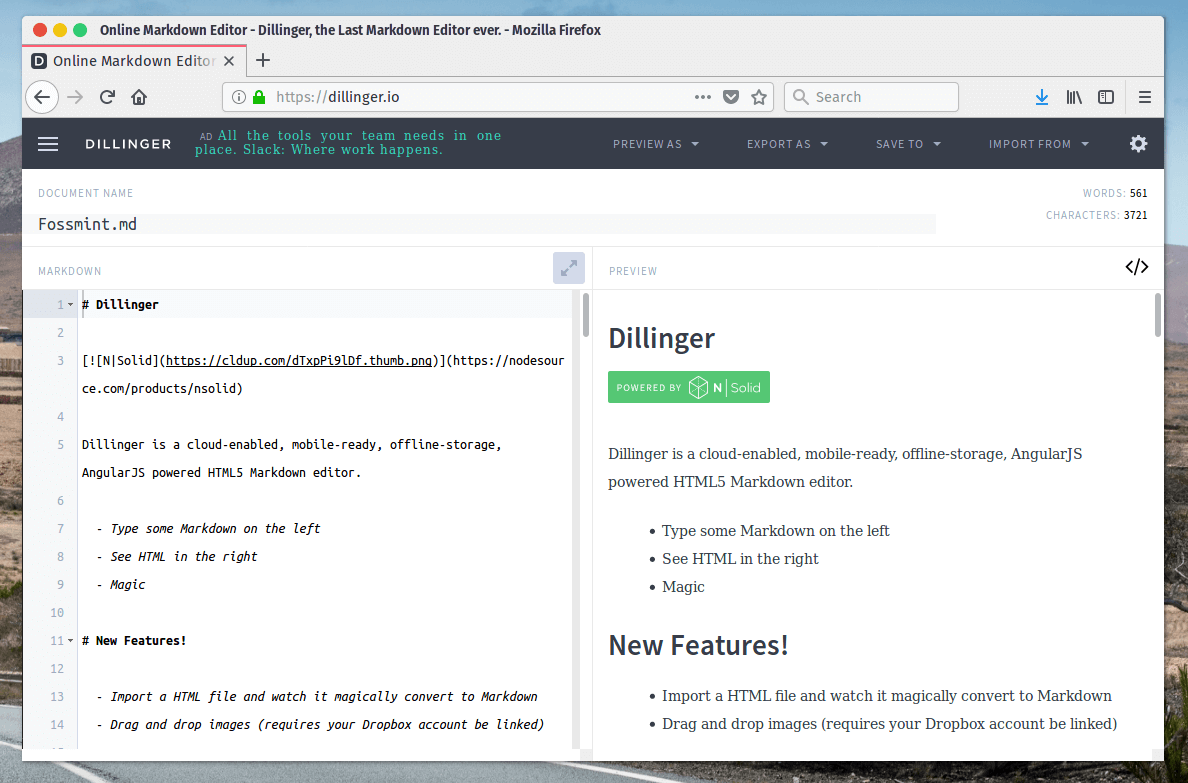 Dillinger Markdown Editor