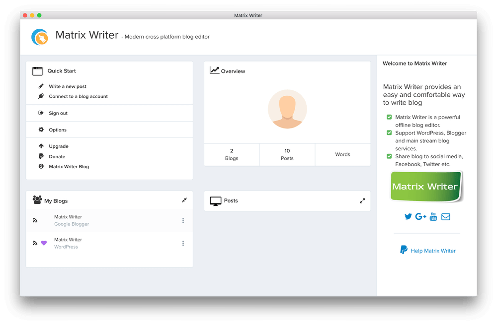 Matrix Writer Blog Editor