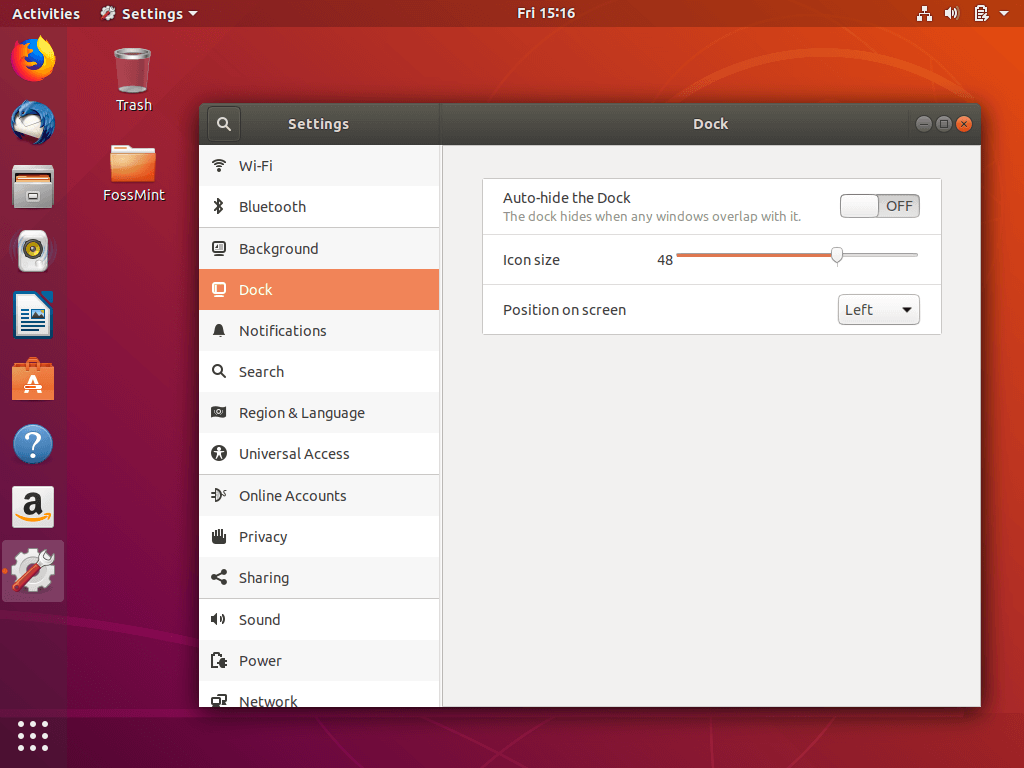 Ubuntu 18.04 Settings