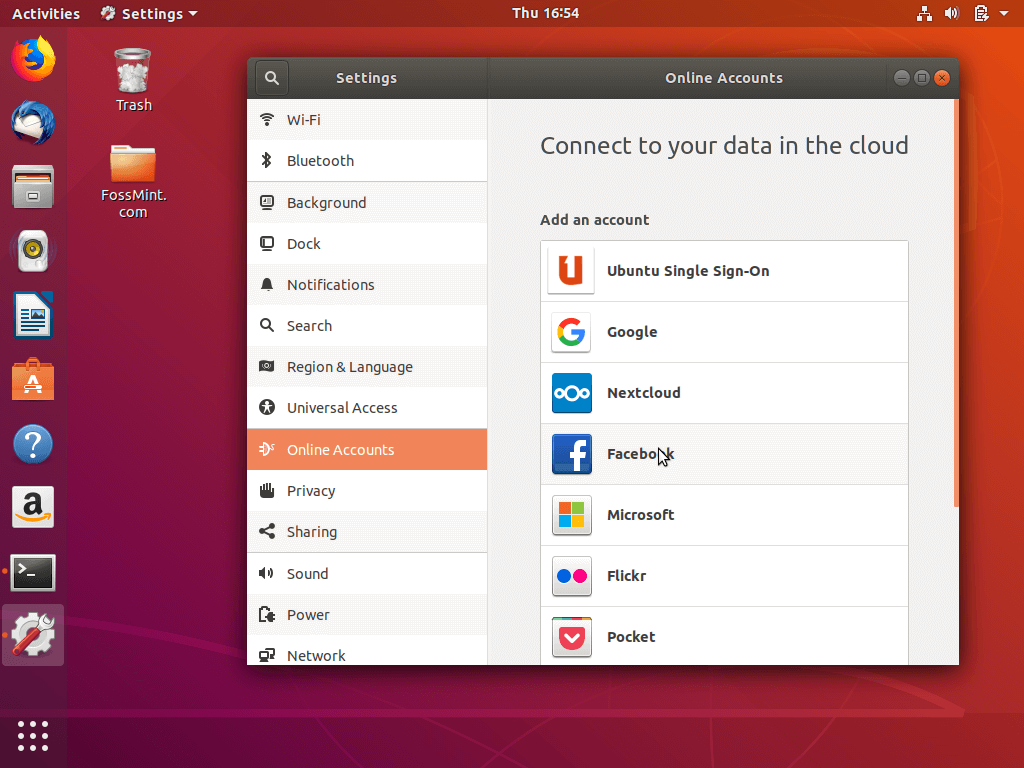 Setup Online Accounts in Ubuntu