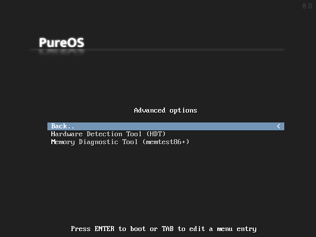 PureOS Advance Options