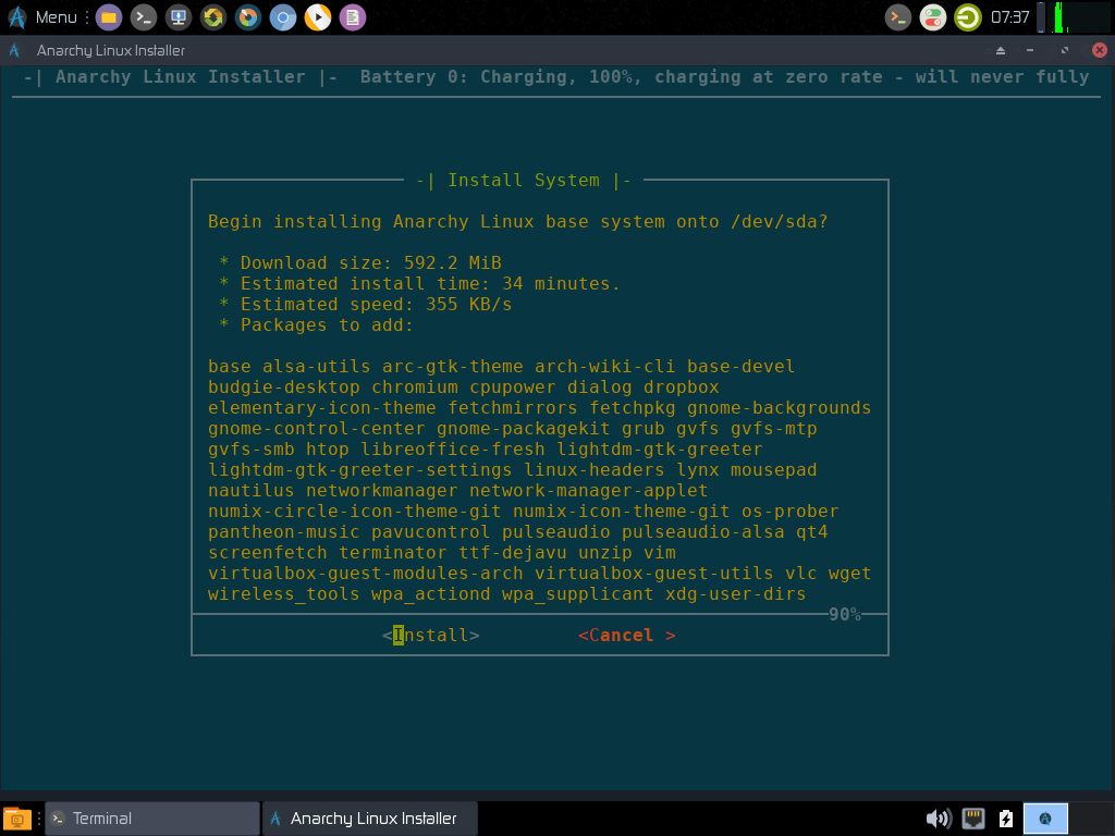 Anarchy Linux Installer SummaryAnarchy Linux Installer Summary