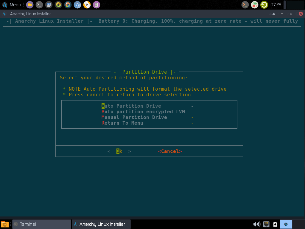 Anarchy Linux Partitioning