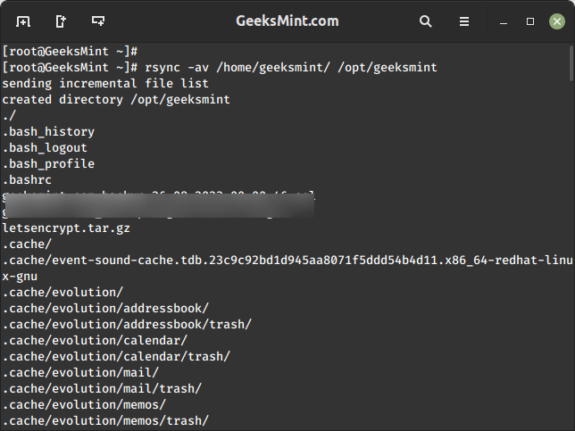 Rsync Example Usage