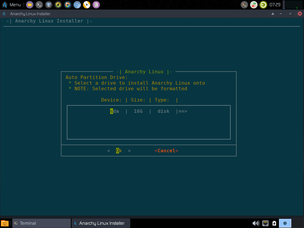 Select Anarchy Install Drive