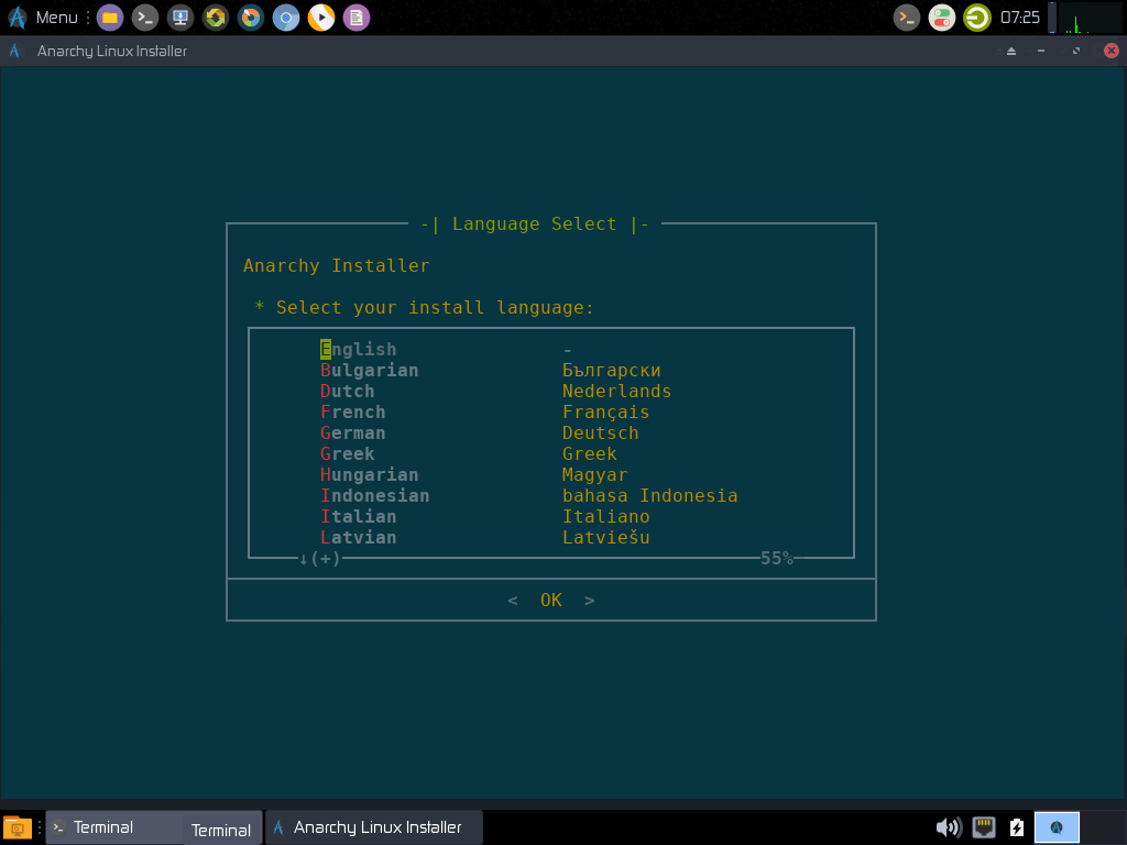 Select Anarchy Install Language