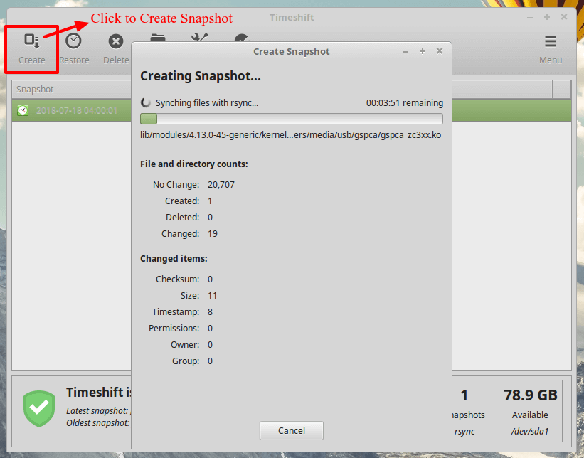 Timeshift Create Linux System Snapshot