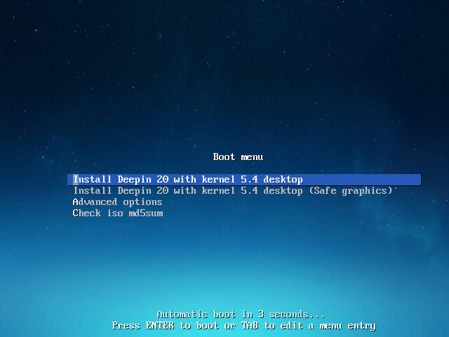 Deepin Boot Menu