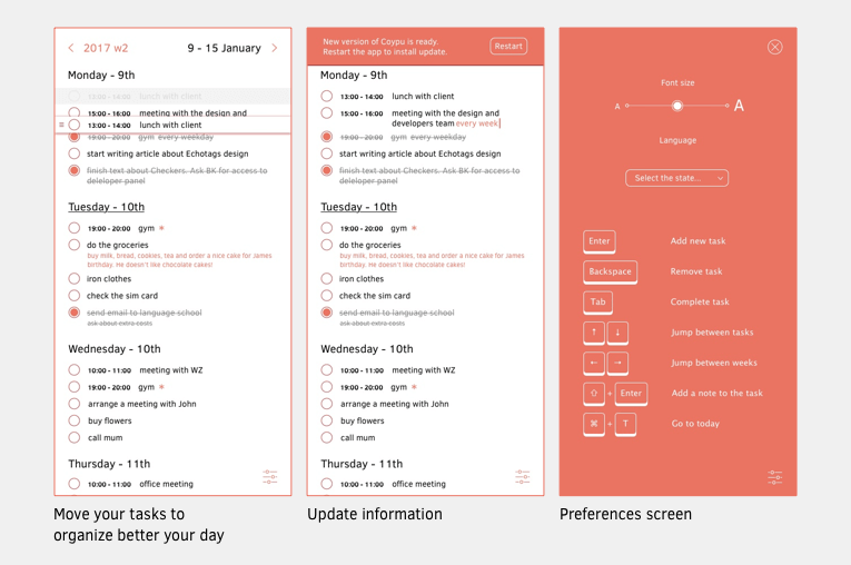 Copyu Weekly Task Planner Settings