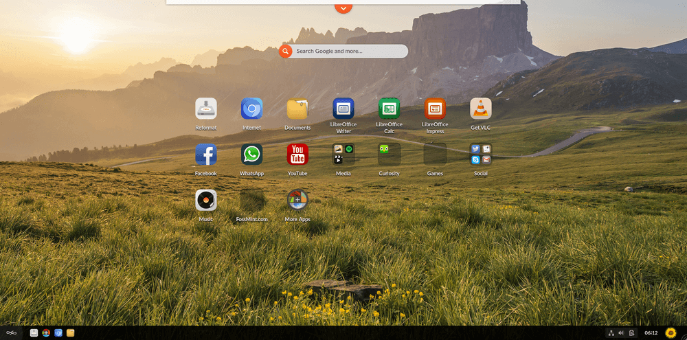 EndlessOS Desktop Icon Grid View