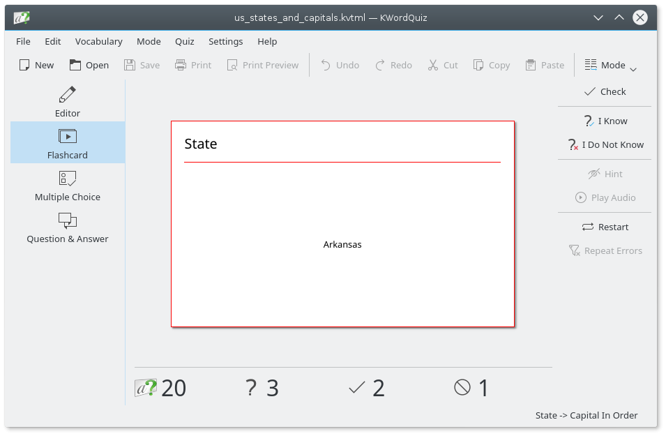 KWordQuiz Flashcard Program