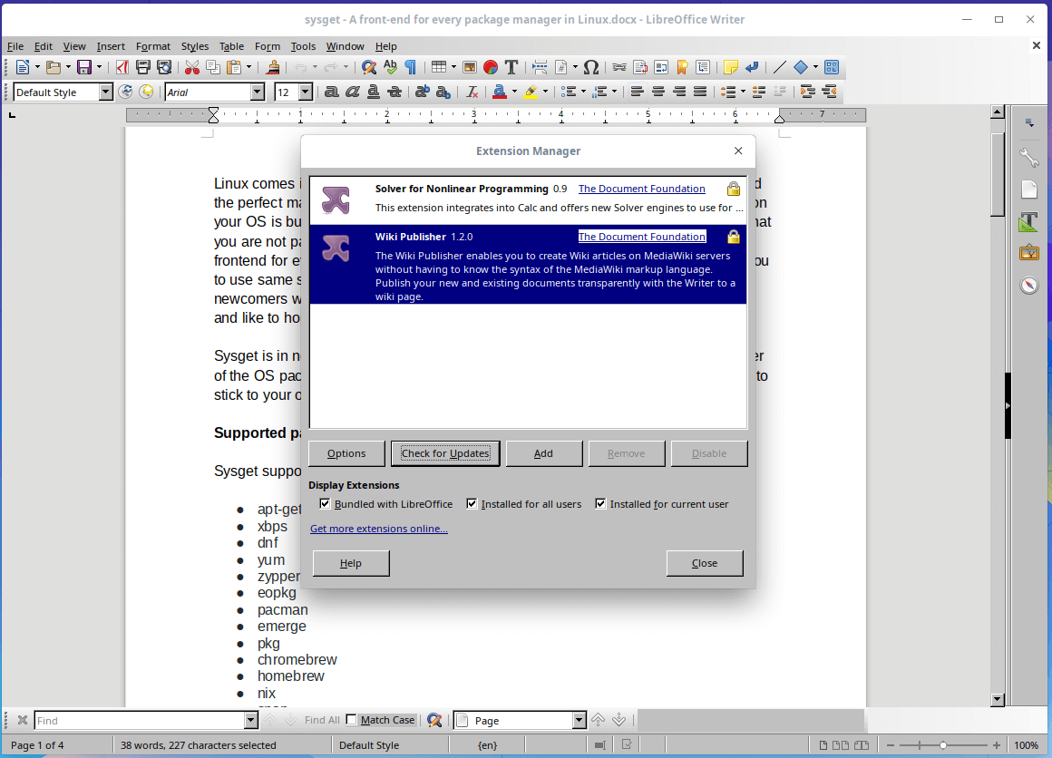 Add Extensions in LibreOffice