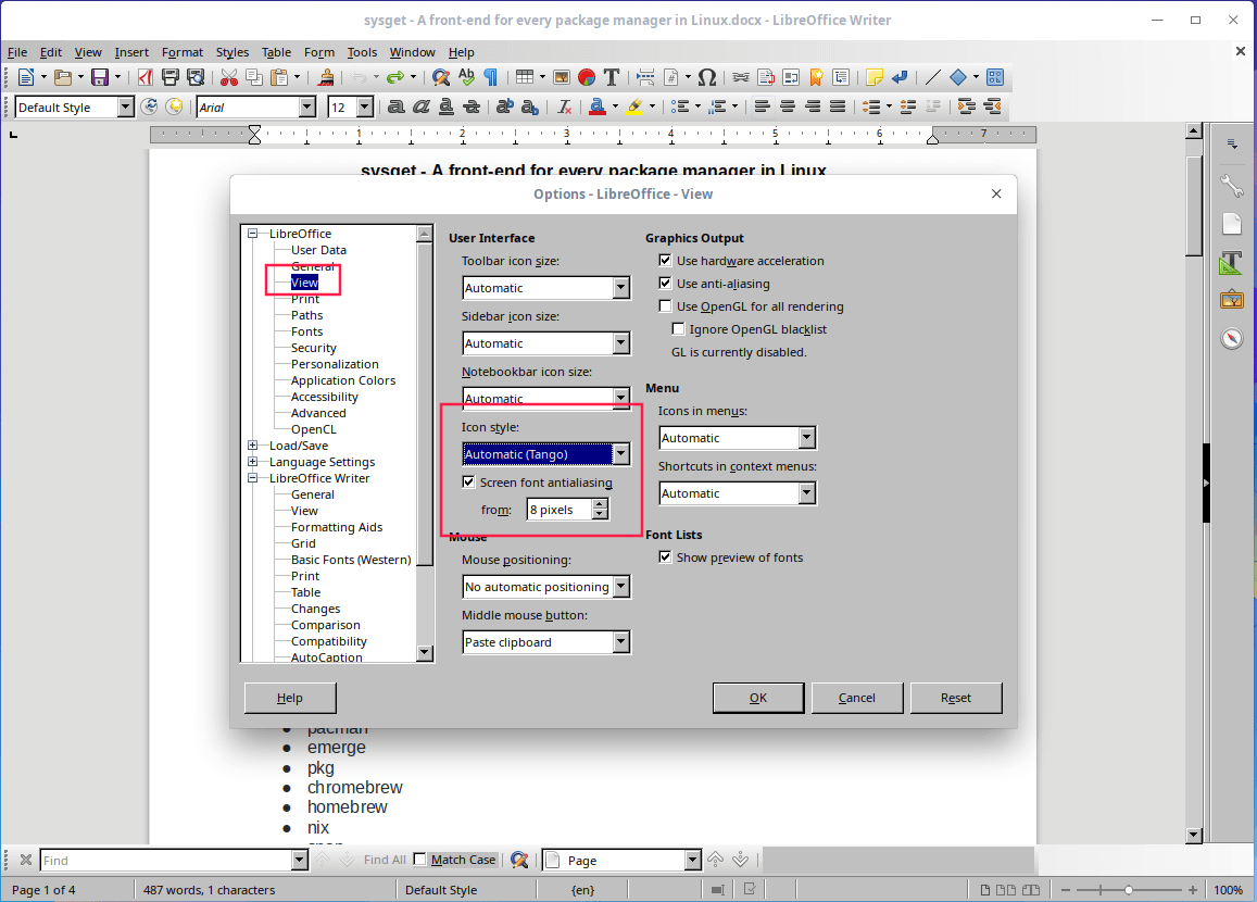 Set Icon Style in LibreOffice