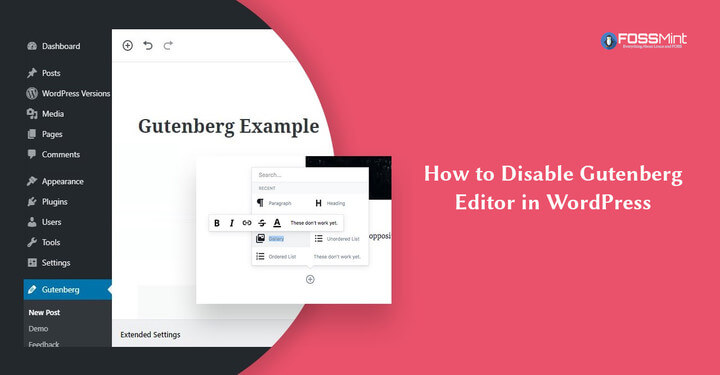 Disable Gutenberg Editor in WordPress