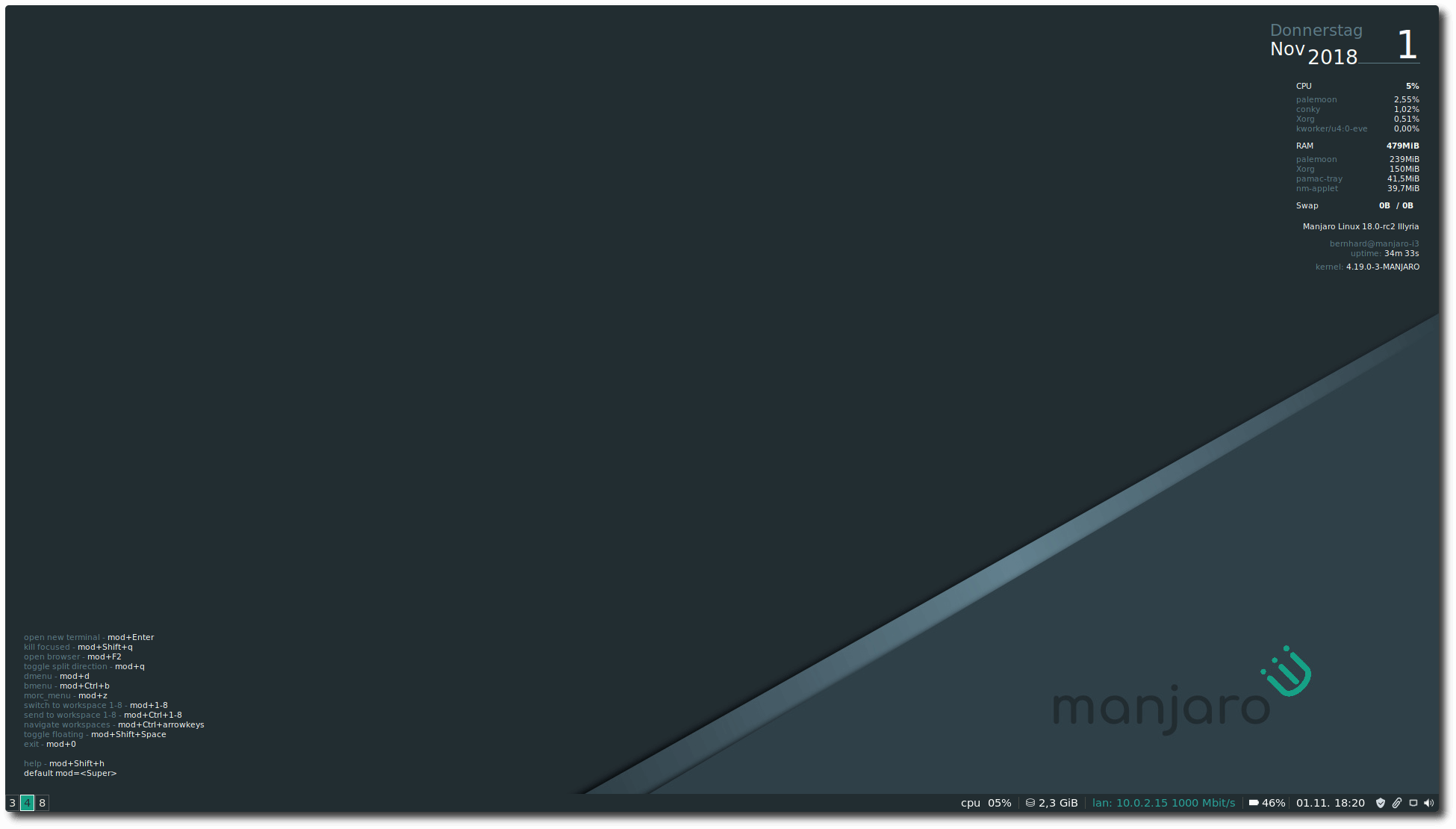 Manjaro 18.0 Desktop Preview