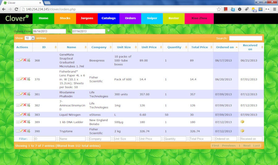 Clover - Open Source LIMS for Biology Labs